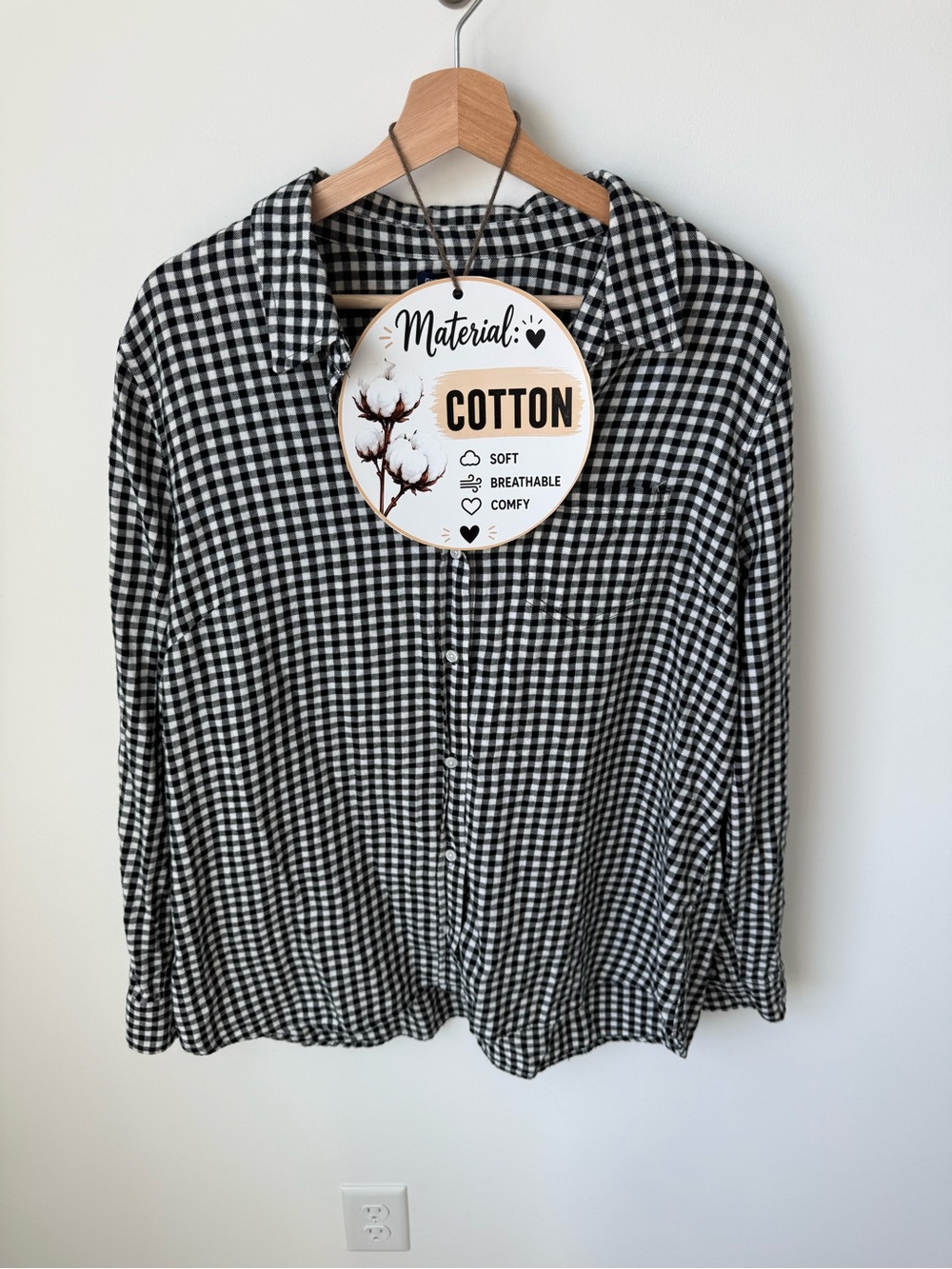 Gap 100% Cotton Black & White Gingham Cotton Button-Up Shirt | XL